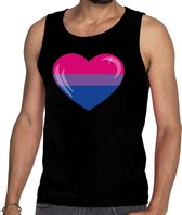 Bi hart gay pride tanktop/mouwloos shirt zwart voor heren M