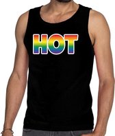 Hot gay pride tanktop/mouwloos shirt zwart heren L
