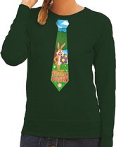 Paashaas stropdas vrolijk Pasen sweater groen voor dames 2XL