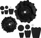 Papieren Bloemen Zwart 15 + 25 Cm 2 Stuks
