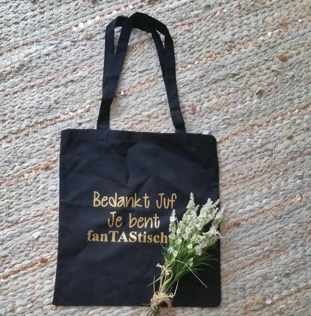 Cadeau juf Tas Bedankt Juf Je bent fantastisch zwart met goud bedankt bedanken. bol