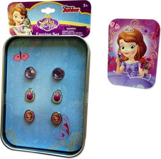 Boucles d'oreilles Disney Sofia la princesse en boîte cadeau | 3 paires