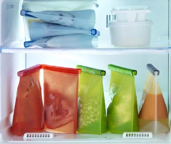 Set van 24 herbruikbare siliconen zakken en stand-up zakken, herbruikbare siliconen opbergzakken, herbruikbare siliconen zak voor het bewaren van groenten, melk, snacks, vlees