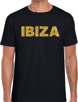 Ibiza gouden glitter tekst t-shirt zwart heren - heren shirt Ibiza L