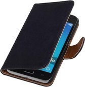 Mobieletelefoonhoesje.nl - Washed Leer Bookstyle Hoesje voor Samsung Galaxy J1 Donker Blauw