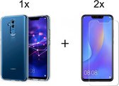 Huawei Mate 20 Lite hoesje transparant siliconen case hoes cover - 2x Huawei Mate 20 Lite Screenprotector