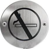 Pictogramme d'interdiction de fumer AVENUE gravé en acier inoxydable rond Ø 75mm