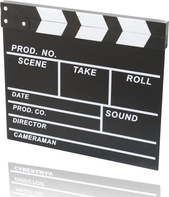 Filmklapper - Clapper board - XXL formaat - zwart - Krijtbord - 27x30cm