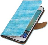Mobieletelefoonhoesje.nl - Samsung Galaxy S6 Edge Hoesje Hagedis Bookstyle Turquoise