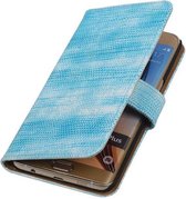 Mobieletelefoonhoesje.nl - Samsung Galaxy S6 Edge Plus Cover Hagedis Bookstyle Turquoise
