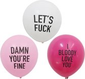 Grappige Beledigende Ballonnen voor vrijgezellenfeest Let's Fuck - Damn You're Fine -  I Bloody Love You | 12 stuks