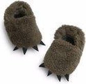1 Paar Babyslofjes Berenpootjes Donkerbruin | Baby slofjes 12-24 maanden