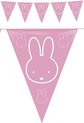 Roze Nijntje thema vlaggenlijn 10 meter - geboorte meisje feestartikelen versiering