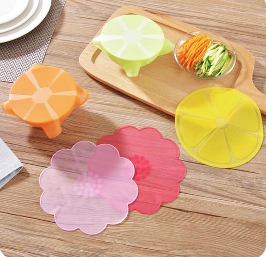 Bol Com Cook N Rule Siliconen Stretch Deksel Set Voedsel Cover Keuken Deksels 5 Kleuren