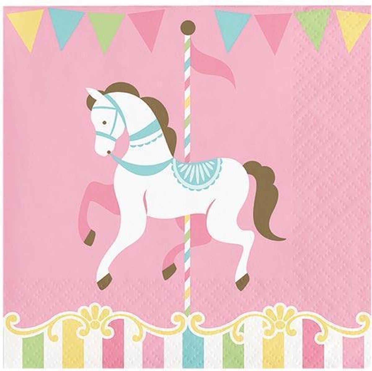 Servetten carousel baby roze (25cm, 16st)