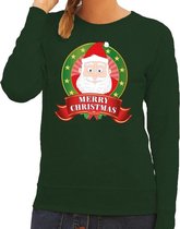 Foute kersttrui / sweater Santa - groen - Merry Christmas voor dames S (36)