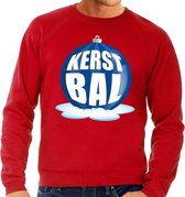 Foute kersttrui kerstbal blauw op rode sweater voor heren - kersttruien M (50)