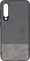 Shop4 - Geschikt voor Xiaomi Mi 9 SE Hoesje - Zachte Back Case Denim en Leer Grijs