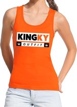 Oranje Kingky outfit tanktop / mouwloos shirt  voor dames - Koningsdag kleding S