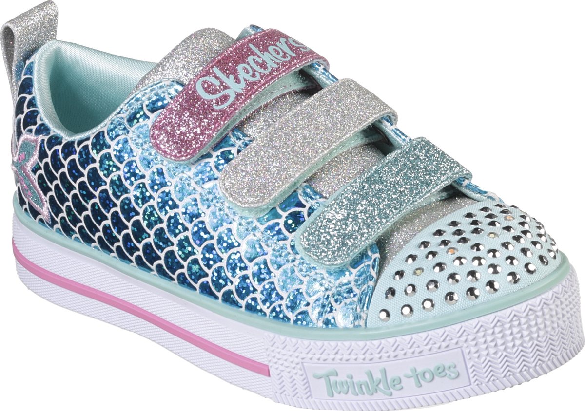 Skechers Twinkle Lite Sparkle Scales Meisjes Sneakers Blauw - Schoenen.nl