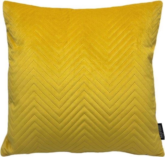 Yellow Velvet Chevron Kussenhoes | Fluweel / Velours | Geel | 45 x 45 cm
