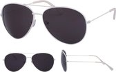 Politiebril wit met zwarte glazen voor volwassenen - Piloten zonnebrillen dames/heren