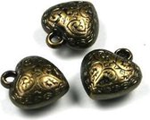 Metaallook bedels hart bronskleurig 100 stuks