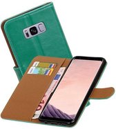 Zakelijke Book Case Telefoonhoesje Geschikt voor de Samsung Galaxy S8 - Portemonnee Hoesje - Pasjeshouder Wallet Case - Groen