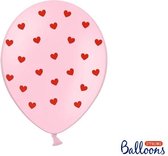 Ballonnen 30 cm, Hearts, Pastel Baby roze (1 zakje met 50 stuks)