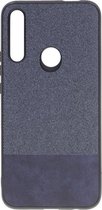 Shop4 - Geschikt voor Huawei P Smart Z Hoesje - Harde Back Case Denim en Leer Donker Blauw