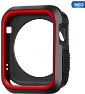 DrPhone FC10 - Dual TPU Sport Siliconen Case - Volledige bescherm Case Geschikt voor - Apple Watch 44mm - Rubber Case - Zwart/Rood