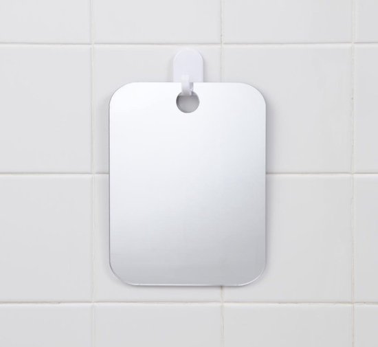 Tyqour Scheerspiegel Douche Spiegel 13x17cm Onbreekbare Fogless Shower Mirror, Make-up Spiegel voor De Douche, Incl. 1 Zelfklevende Haak
