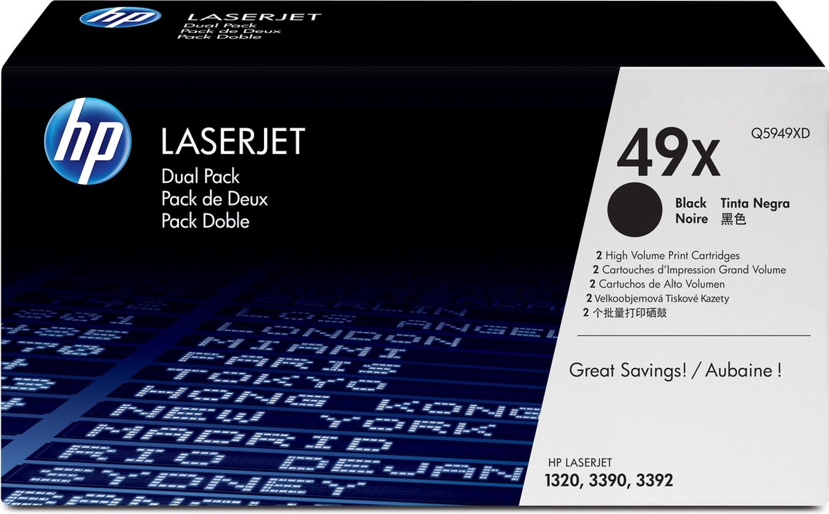 Hewlett Packard HP LaserJet Q5949X zwarte printcartridge, dubbelpak