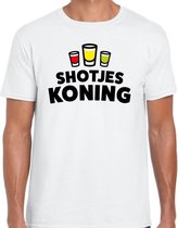 Shotjes Koning drank fun t-shirt wit voor heren S
