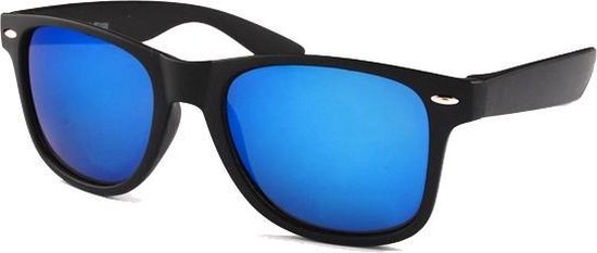 Koopjegadget - reiziger Zonnebril Mat Zwart Blauw Spiegel - Merkloos