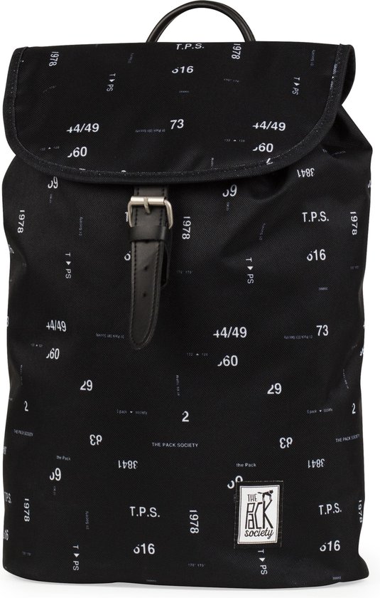 The Pack Society Small Rugzak - Black Numbers Allover