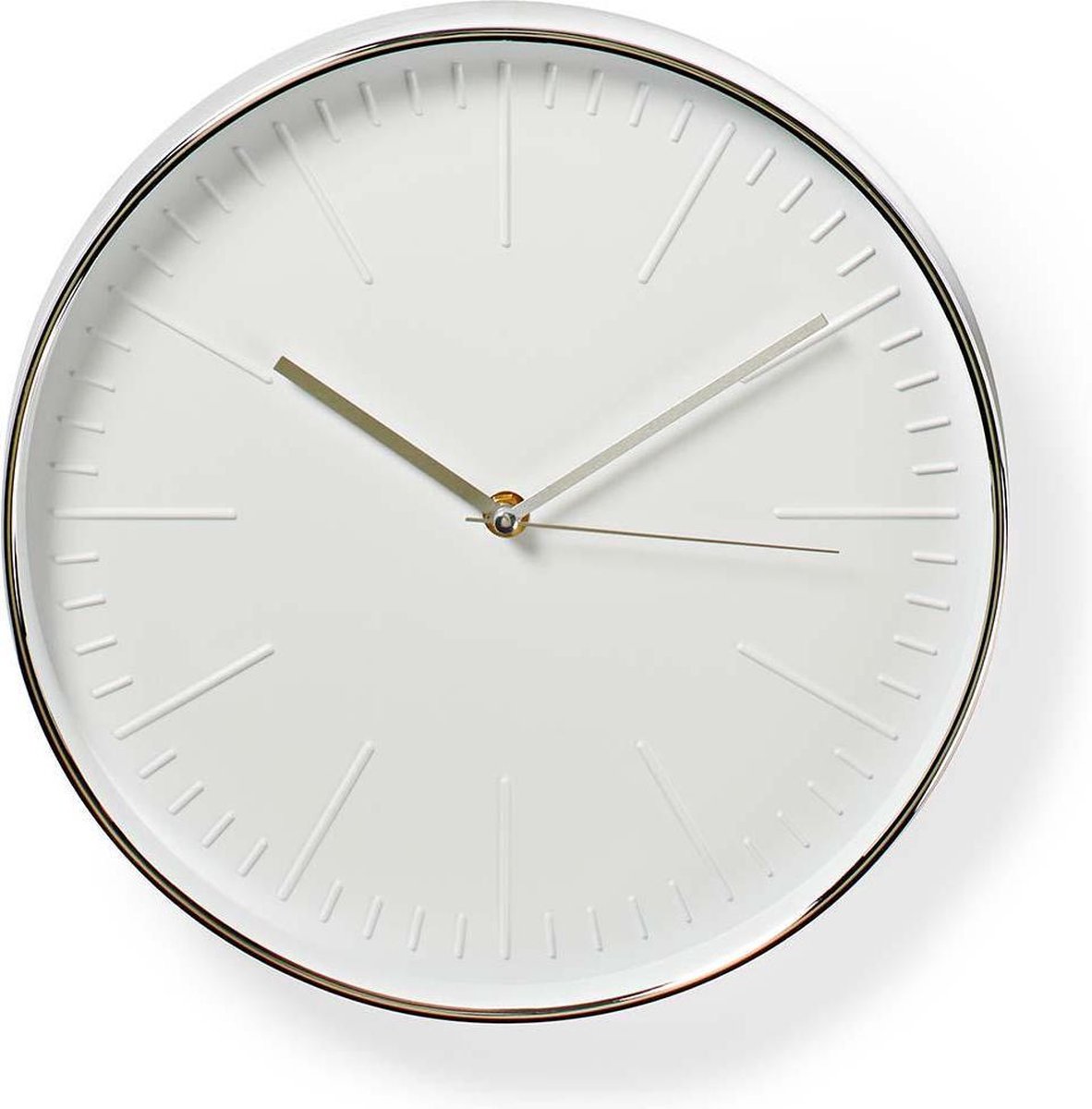 Nedis Ronde wandklok  Diameter 30 cm  Wit & zilver