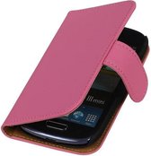 Mobieletelefoonhoesje.nl  - Samsung Galaxy S3 Mini Hoesje Effen Bookstyle Roze