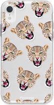 iPhone XR hoesje TPU Soft Case - Back Cover - Cheeky Leopard / Luipaard hoofden