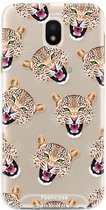 FOONCASE Samsung Galaxy J3 2017 hoesje TPU Soft Case - Back Cover - Cheeky Leopard / Luipaard hoofden