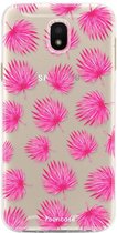 Samsung Galaxy J5 2017 hoesje TPU Soft Case - Back Cover - Pink leaves / Roze bladeren