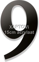 Xaptovi Huisnummer 9 Materiaal: Acrylaat - Hoogte: 15cm - Kleur: Zwart