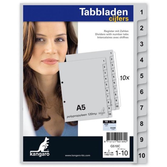 Kangaro Divisori A5 In PP 120 Micron - 10 Pezzi, 17 Righe, Colori Assortiti, Per Registri - Foto 5