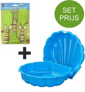 Zandbak schelp en tuinset met 3 tuin accessoires