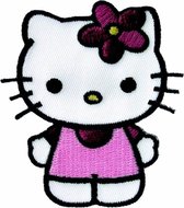 Strijk embleem Hello Kitty bloem in haar
