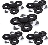 relaxdays 5 x Fidget Spinner - tri-spinner 58 g - hand spinner anti-stress speelgoed zwart