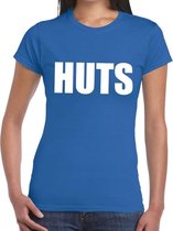 HUTS tekst t-shirt blauw dames M