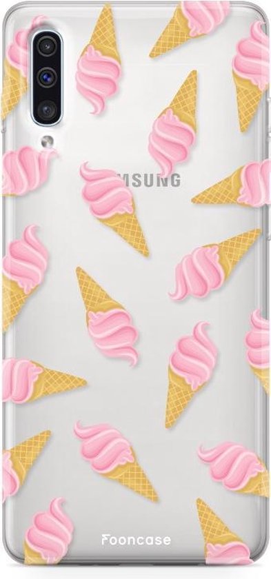 Fooncase Hoesje Geschikt voor Samsung Galaxy A50 - Shockproof Case - Back Cover / Soft Case - Ice Ice Baby / Ijsjes / Roze ijsjes