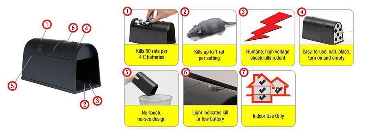 Ej.Life Piège à rat électronique haute tension souris à choc électrique  tueur de rongeurs souris