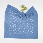 BORO*MINI hydrofiele doek XXL - Indigo blauw met print